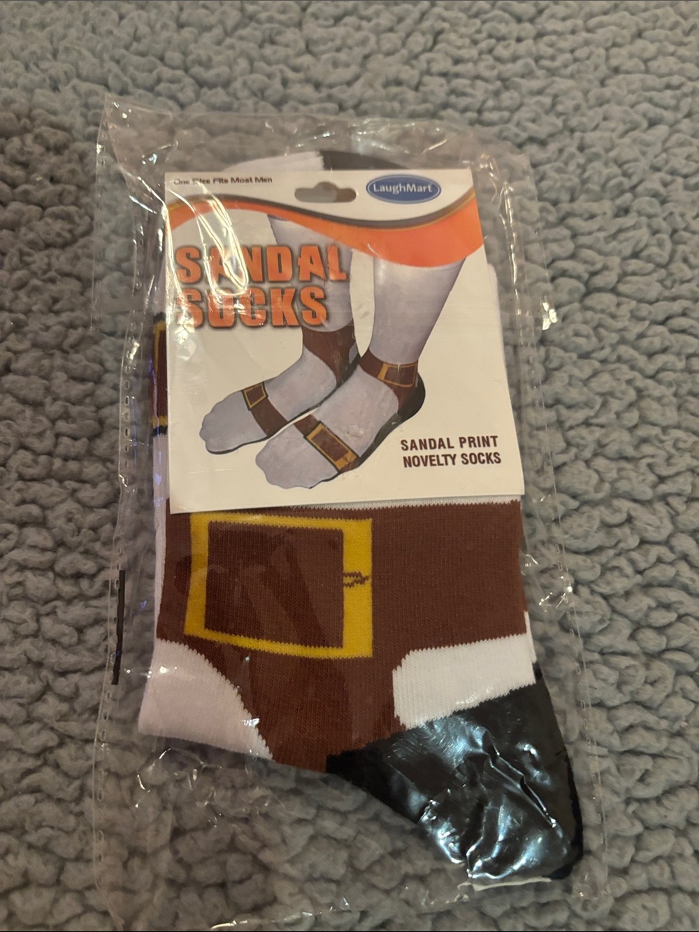 Men’s Brown Sandal-Print Novelty Socks